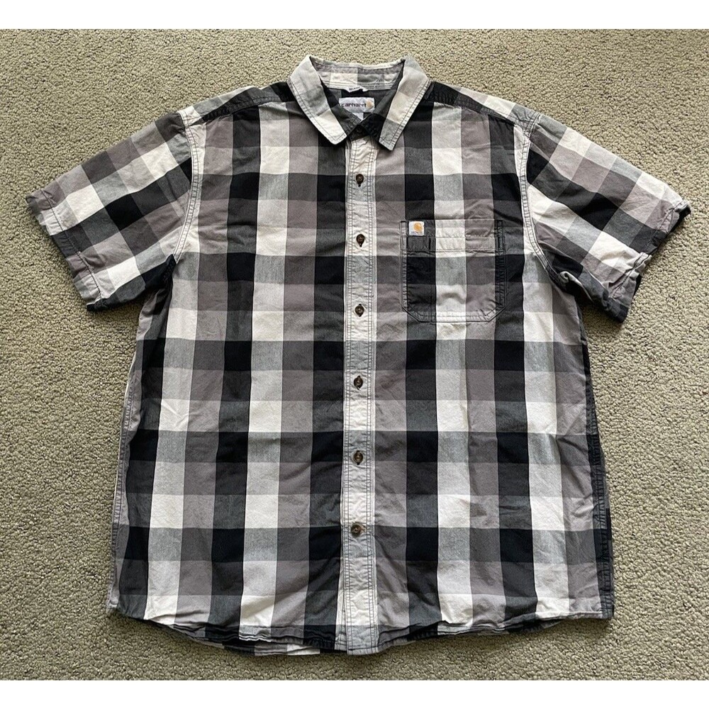 Carhartt Relaxed Fit Plaid Shirt Mens XL Short Sleeve Buffalo Check